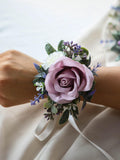 Lavender Rose Silk Corsage & Boutonniere Set, Handmade Wedding Flowers silk flower