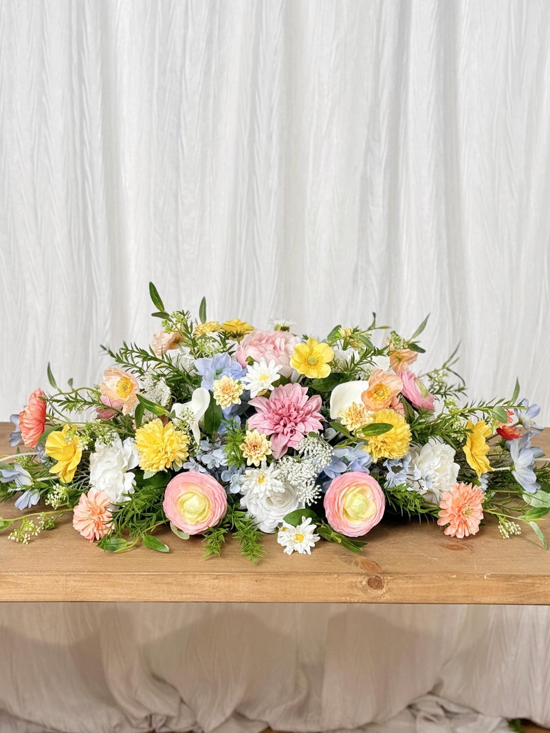Pastel Wildflower Wedding Table Centerpiece: Boho Floral Decor wedding flower