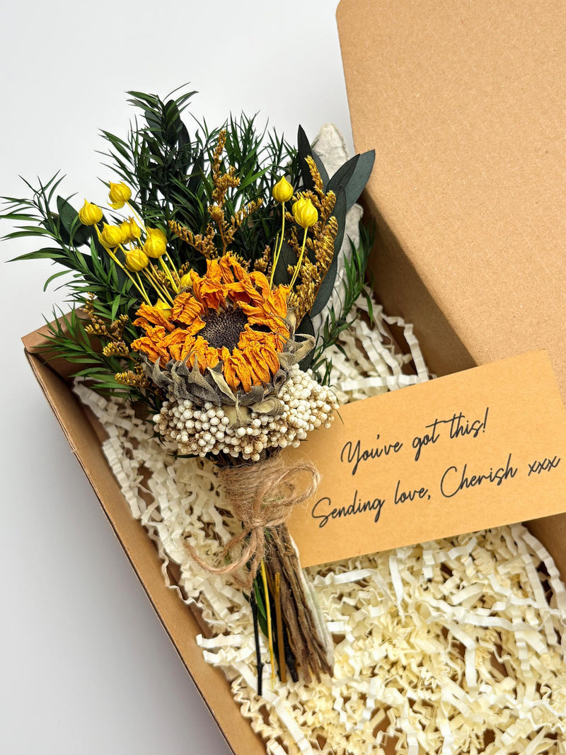 Unique Encouragement Gift, Dried Flower Mini Bouquet with Custom Card, Support Gift for Tough Times, Cheer Up Gift for Friend or Loved One sympathy flower
