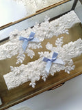 Light Blue Wedding Garter, Ivory Garter for Wedding, Single or Set, Flower Lace Garters, Wedding Garter Toss wedding flower