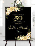 50th Anniversary Poster, Black and gold decorations, 50th Welcome Sign, 50th Anniversary invitation, 50th Anniversary sign, Digital Poster ANNIVERSARY