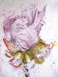 Pink Peony large original silk painting, white floral batik wall hanging silk flower