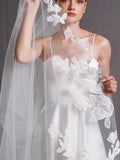 3D Floral Embroidery Wedding Veil: Cathedral Length, Beaded Magnolia Flowers wedding flower