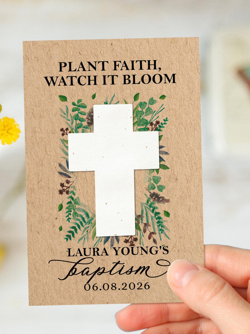 Bulk Plantable Wildflower Seed Paper, First Holy Communion Gift, Custom Baptism Favors For Guests, Church Christening Favors, Religious Gift seeds bulk