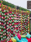 Colorful Fabric Tassel Garland with Gota Flower Ð Indian Party Decor, 5ft house warming flower