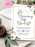 Editable Housewarming Invitation, Housewarming Party Invite, Modern Minimalistic, Home Sweet Home, New Home Card, Printable Template house warming flower