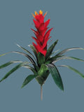 16" Artificial Bromeliad plant W/O pot. Red faux plants