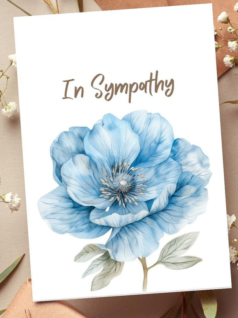 In Sympathy Forget-me-not Style Blue Floral DIY Printable Card and Envelope sympathy flower