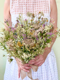 Handcrafted Dried Flower Wedding Set: Bouquet, Corsage, Boutonni�re & Crown Bouquet