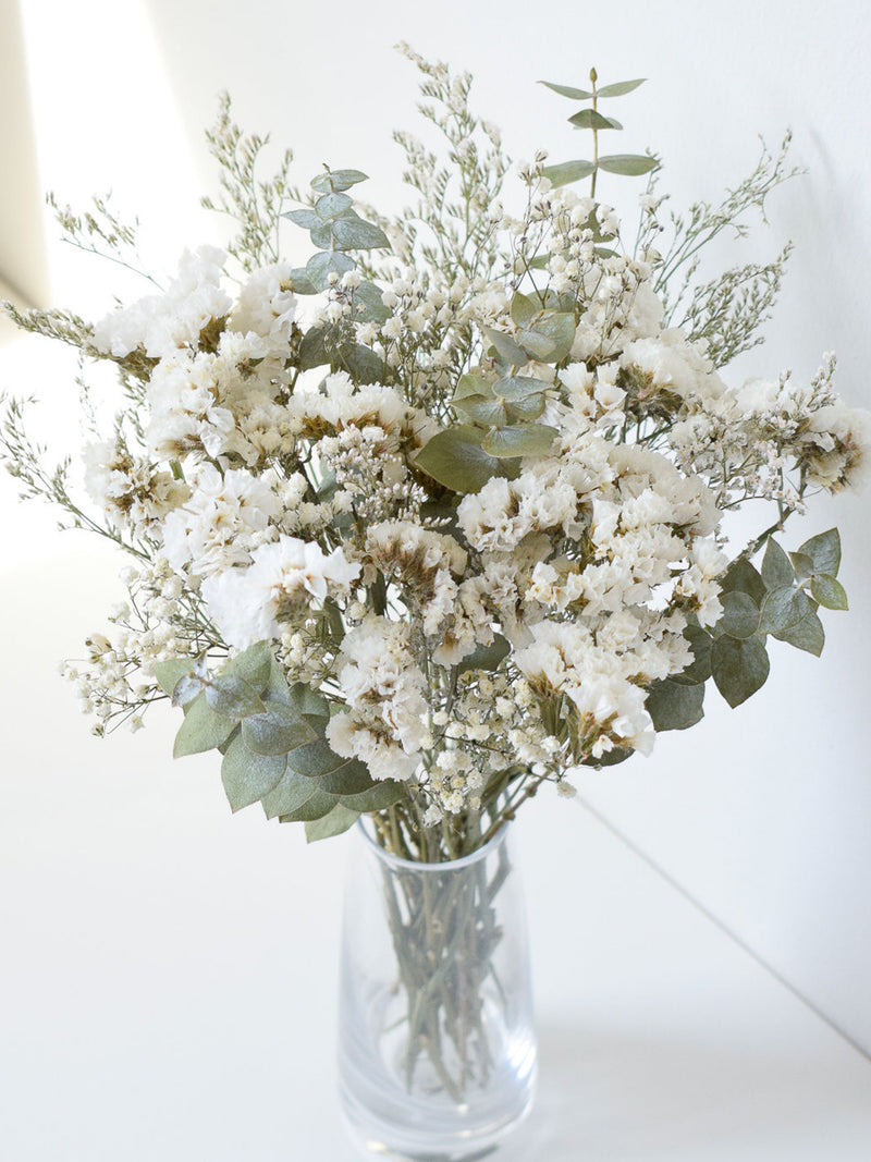 Eucalyptus & Baby's Breath Dried Flower Bouquet - Medium: Home Decor + Wedding Centrepieces wedding flower