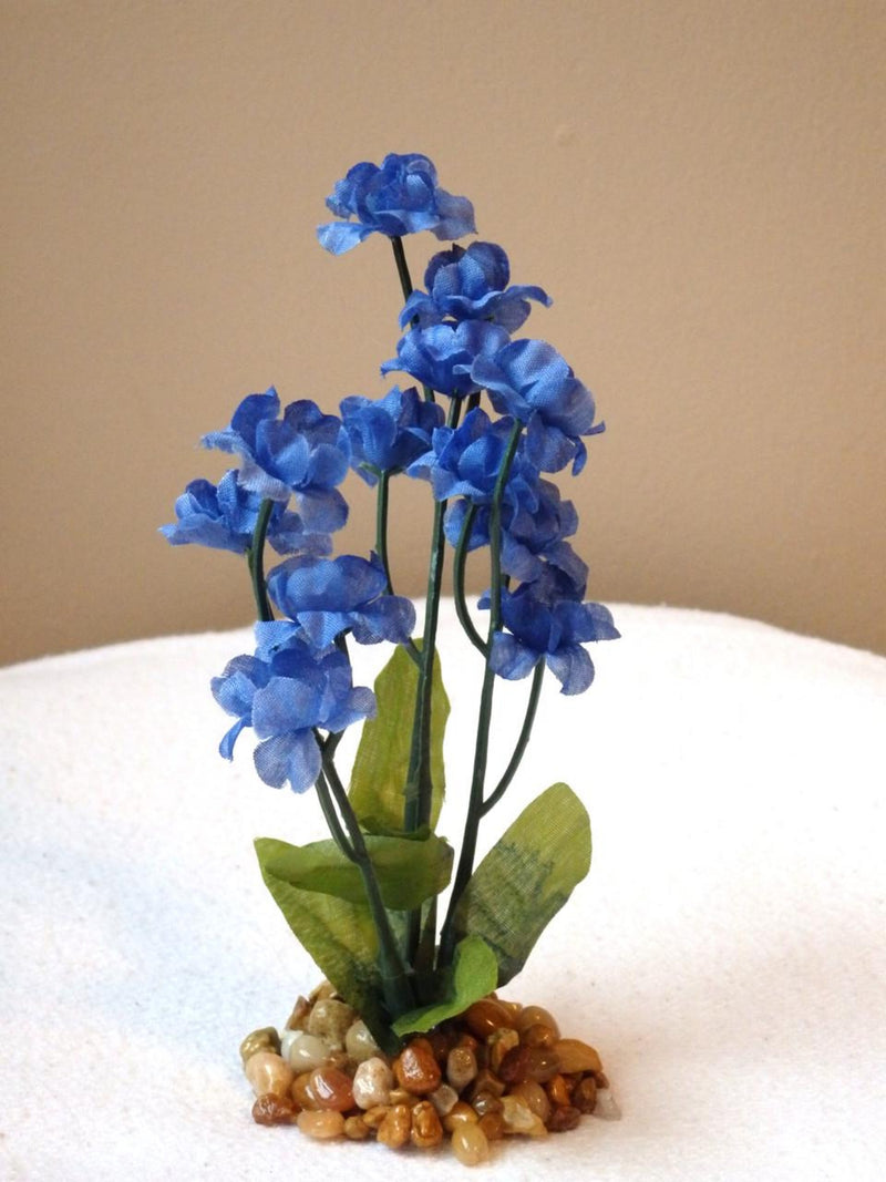 5.5 in. Royal BLUE Soft Silk Baby's Breath Small FLOWER  plant, Stone base silk flower
