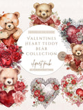 Valentines Day Flowers, Flower Clipart, Heart Teddy Bear, Romance Clipart, Wedding Clipart, Commercial Use, Card Making, Wedding Planner Love Romance Flower