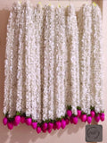 10 Pcs White Jasmine Garland with Lotus Buds, Indian Wedding Decor, 4 Feet house warming flower