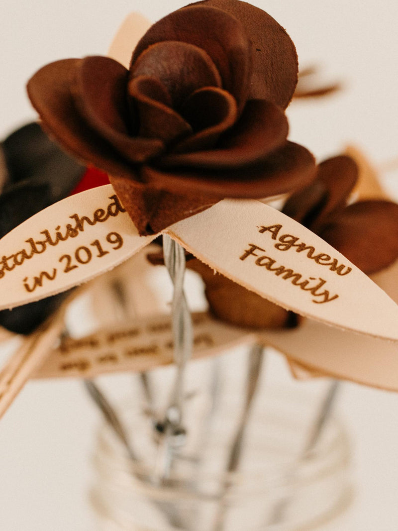 Leather Rose with custom laser engraving | Leather Rose | Anniversary gifts for him | Anniversary gifts for her | 3rd year anniversary gift ANNIVERSARY