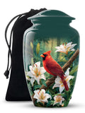 Cardinal Urn - Decorative Urn for Human Ashes - Bird Cardinal Urn - Red Urn - Flowers Urn For Ash - Personalized Memorial Urn - Unique Urn sympathy flower