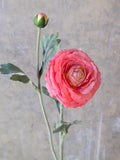 Faux Real Touch Coral Pink Ranunculus Flower Stem - High Quality Artificial Floral / Wedding / Bouquet / Home Decor / Arrangement / Event silk flower