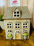 Dormer House Garden Tea light Holder with Plant Pots Out the Front  for Collectors house warming flower