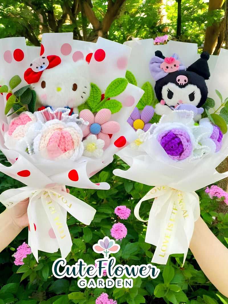 Hello Kitty, Kuromi, Plush Bouquet, Sanrio Bouquet, Crochet Bouquet, Birthday Gift, Christmas Gift Bouquet