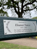 Engraved Memorial Bench Plaque, Custom Personalised Garden Plaque, Sympathy Gift, Tribute, Remembrance Sign, Metal Sign with Flowers sympathy flower