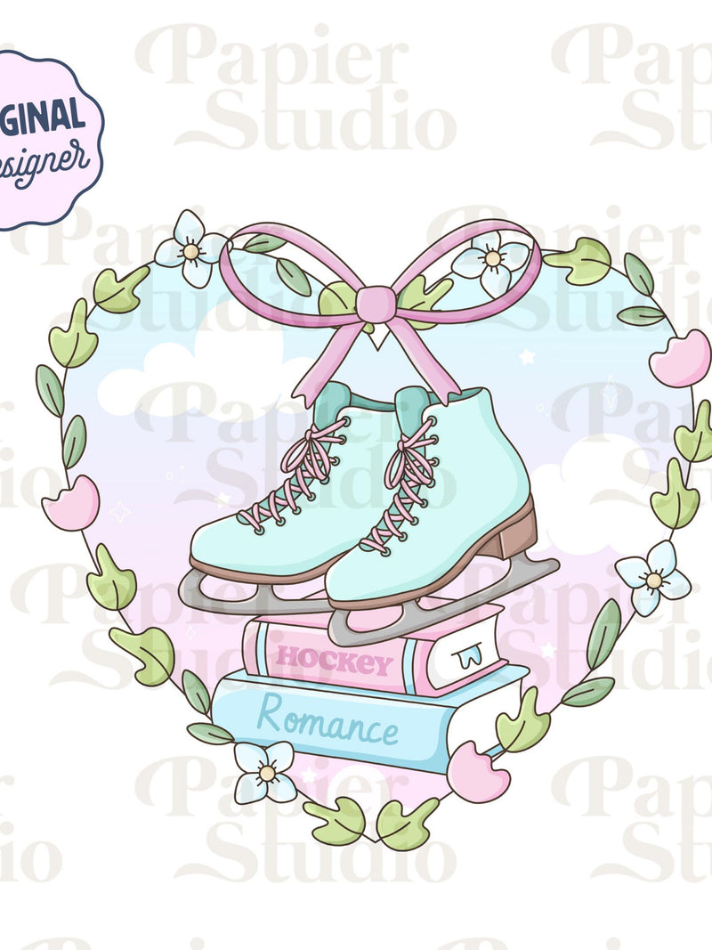 Hockey Romance Floral Frame PNG SVG, Cute Trendy Bookish Clipart, Kindle Sticker Design, Booklover Commercial Use, Romance Book Lover Design Love Romance Flower