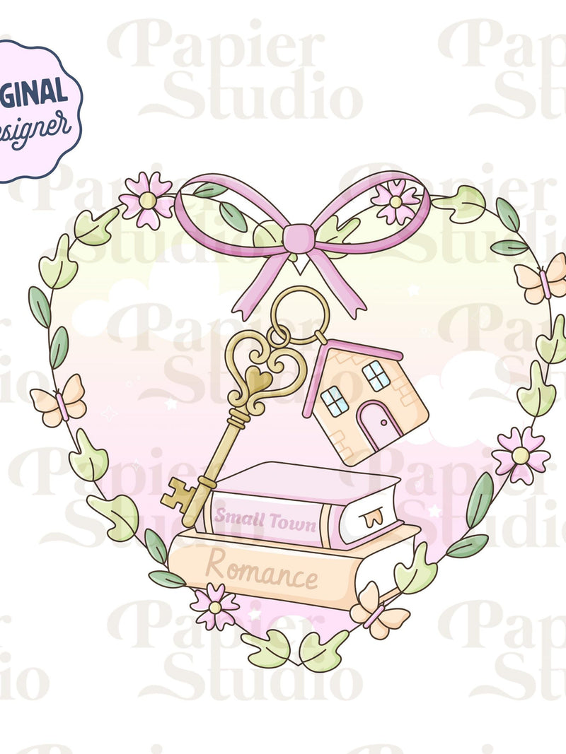 Small Town Romance Floral Frame PNG SVG, Cute Bookish Clipart, Kindle Sticker Design, Booklover Commercial Use, Romance Book Lover Design Love Romance Flower