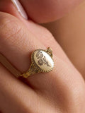 Dainty Engraved Birth Flower Ring, Gold Birth Flower Ring, Custom BirthFlower Ring, Personalized Jewelry, Mothers Day Gift, Christmas Gift birthday flower