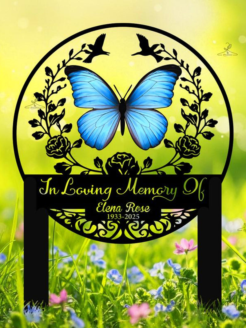 Personalized Butterfly Memorial Sign, In Loving Memory of Garden Sign,Sympathy Gift,Bereavement Gift,Birds and Flowers,OutdoorÊMemorial Sign sympathy flower