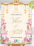 Indian Housewarming Welcome Sign | Traditional Griha Pravesh Welcome Sign | Housewarming Doorway Decoration | Vastu Poojan Sign | DIGITAL house warming flower