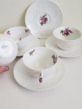 Four Vintage Copeland Spode Savoy Billingsley Rose Tea Cup and Saucer Sets, Y2862 flower spore