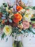 Bridal bouquet painting from photo, Wedding colorful flowers portrait oil painting original canvas art, Anniversary personalized gift sister wedding flower