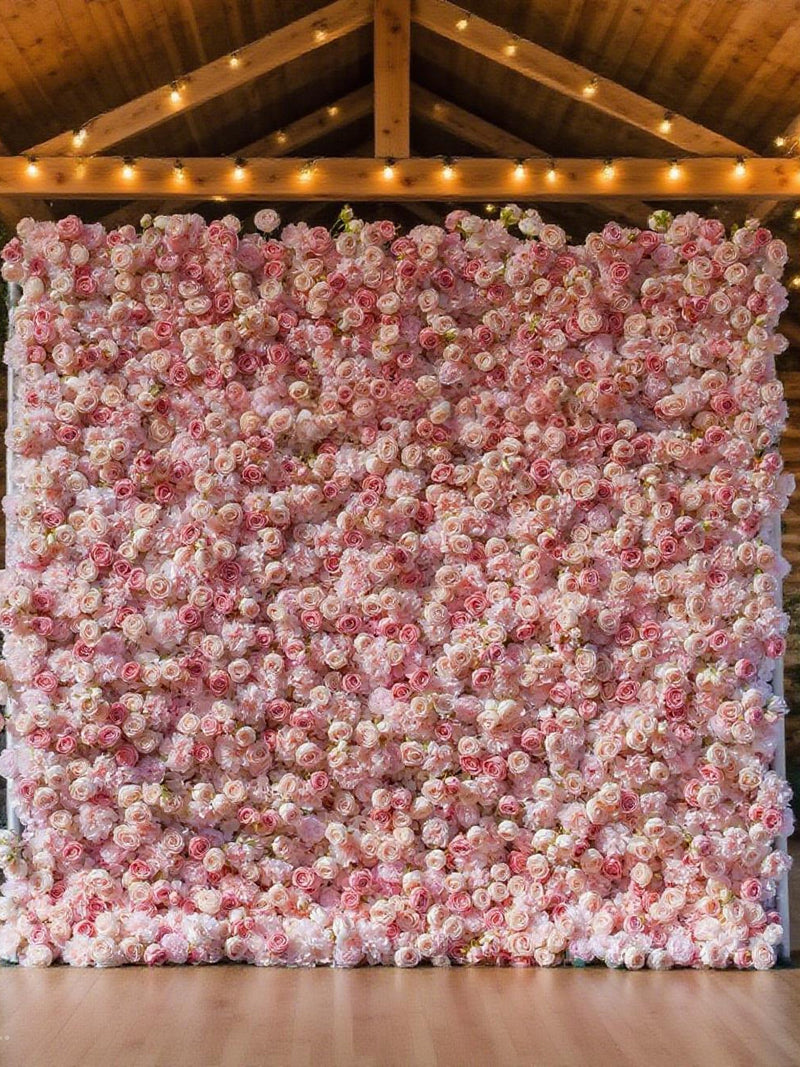 3D Pink Silk Flower Wall Backdrop: Wedding Event Decoration (8x8ft_ silk flower