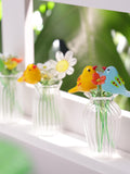 Glass Birth Flowers with Birds, Hand Blown Flowers and Birds, Glass Flower Bouquet, Personalized Gifts, Gift For Her, Birthday Gift birthday flower