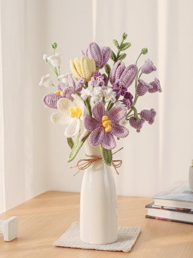 Crochet Flowers Bouquet in Vase: Everlasting Birthday Gift for Family and Holiday FLOWER DELIVERY
