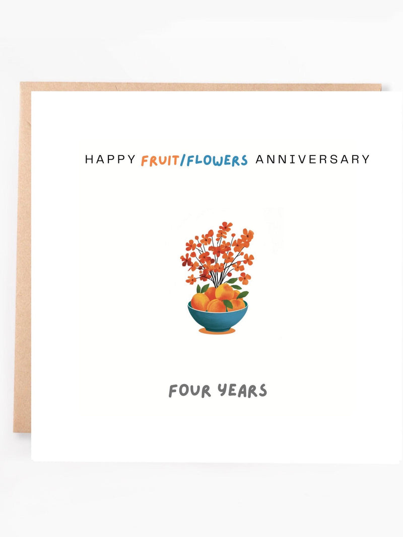 Fruit Flowers 4th Anniversary Card, Husband Wife Gift ANNIVERSARY