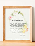 Bless This House Print | Watercolor Floral Christian Poem (Digital Download) house warming flower