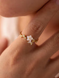 Birth Flower Ring, Mother of Pearl Sakura Rings, Adjustable Delicate Rings, Personalized Gift, Christmas Gifts, Birthday Anniversary Jewelry birthday flower