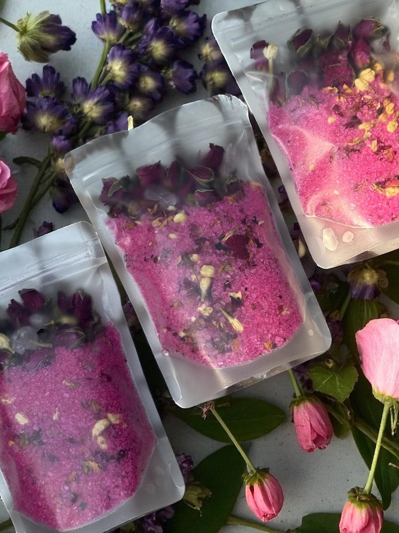 Coconut Rose Quartz Bath Salts Kit | Himalayan Epsom Soak with Rose Petals sympathy flower