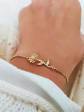 Birthflower Birthday Bracelet Gift, Birth Flower Gold Bracelet, Birthday Gift For Her, Gifts for Friends, Sister, Personalized Gifts birthday flower