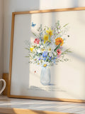 Personalized Birth Flower Bouquet Print: Watercolor Family Gift birthday flower