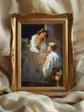 Romeo and Juliet poster: romantic renaissance couple, romantic painting print Love Romance Flower