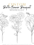 Custom Birth Month Flower Bouquet | Line Art Tattoo | Personalized Family Kids Grandma Birth Flowers | Gift for Mom Dad | DIGITAL DESIGN ANNIVERSARY