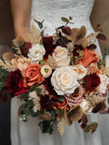 Burgundy Wildflower Wedding Bouquet - Rustic Autumn Artificial Flowers wedding flower