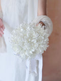 Fantastic Ivory Pearl Ribbon Rose Prom Bouquet, Personalized Pearl Rose Bouquet Gift For Her Wedding Bridal, Bride Shower, Flower Girl Gift Bouquet