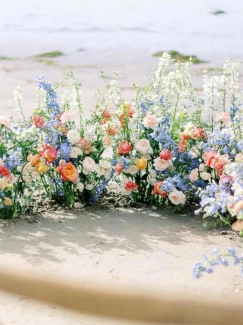 Pastel Wildflower Wedding Aisle Flowers, Ground Arch Arrangement wedding flower