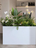 Faux Flower Arrangement: Silk Floral Centerpiece in Planter Box faux plants
