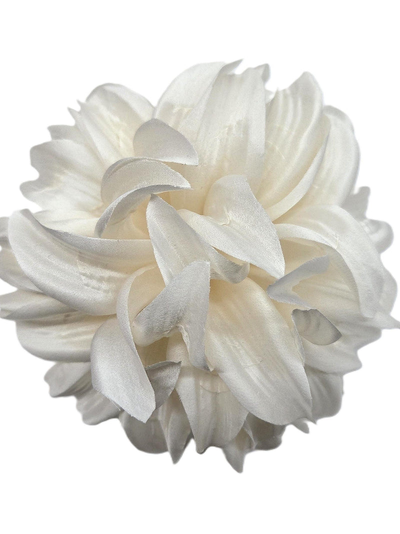 M&S Schmalberg 5" Blooming Dahlia Ivory Silk Fabric Flower Brooch Pin Handmade in NYC silk flower