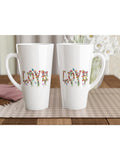Floral Love Latte Mug 17oz | Ceramic Coffee Mug | Aesthetic Flower Coffee Cup | Cute Minimalist Mug | Gift for Her | Valentine Mug | Romance Love Romance Flower