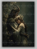 Beltane Art Print May Queen and Horned God Lovers Pagan Romance Wall Decor Spring Fairy Couple Flower Crown Fantasy Wiccan Sabbat AG61 Love Romance Flower