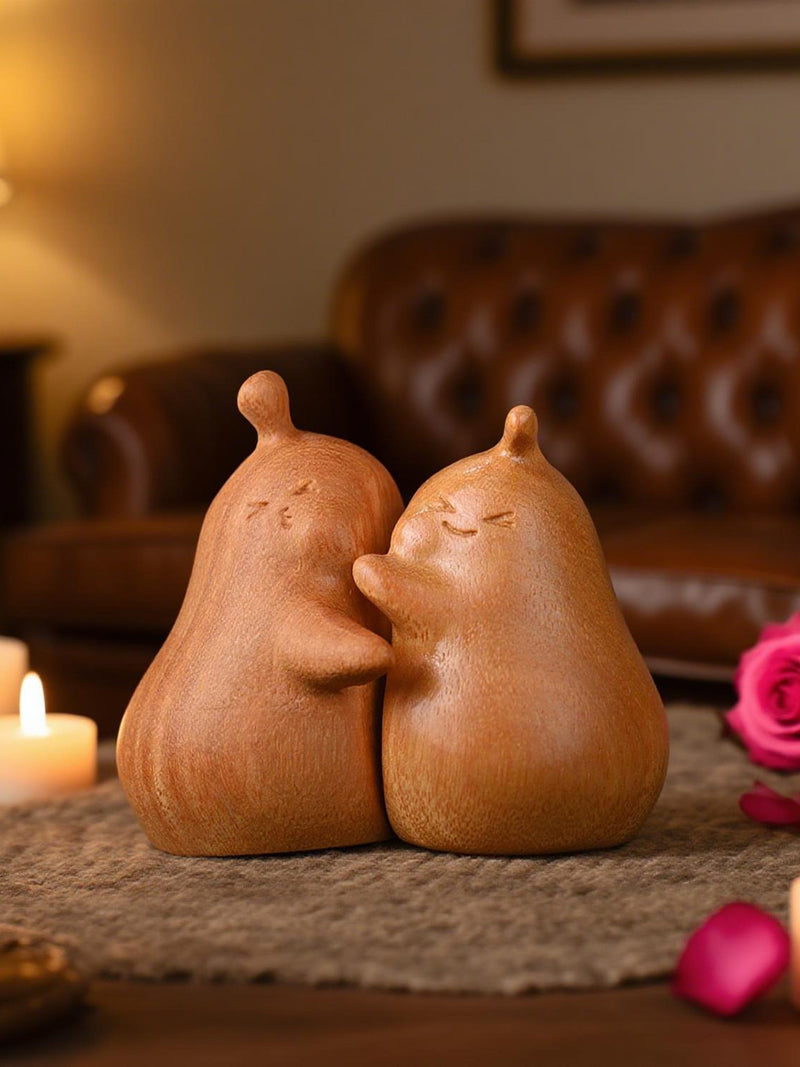 Golden Rosewood Couple Figurines: Meaningful Anniversary Gift, Unique Never Part Couples Gift, ANNIVERSARY