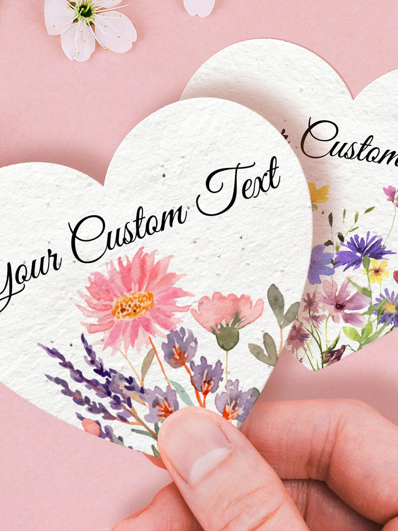 Personalized Recycled Seed Paper Hearts Wildflower Seed Card Plantable Seed Papers in Bulk for Weddings or Business Events Thank You Gifts seeds bulk